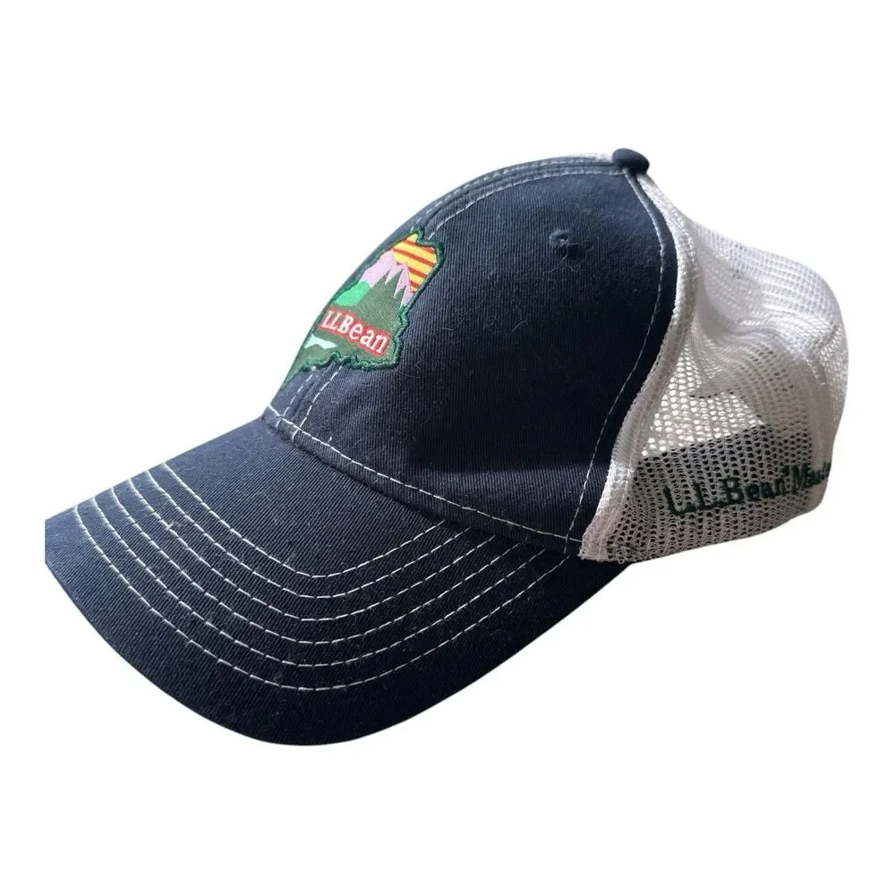 L.L Bean Maine State Patch Trucker Cap Promo Blue White Mesh Snapback  Men's OS